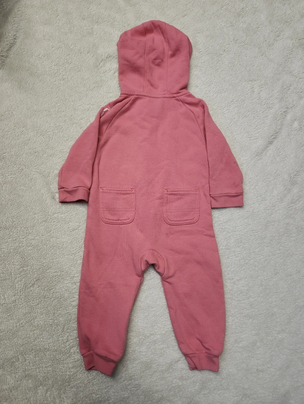 ☆ Carhartt Girl's Infant Hooded Zip Up Bodysuit Coverall Size 12 Months Pink - Picture 3 of 10